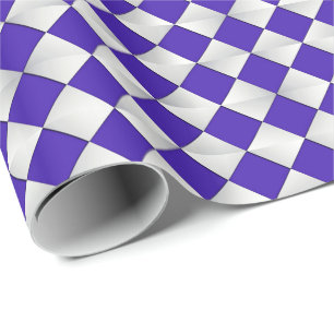 Midden-Eeuwse Satijnen Diamanten - kobalt en wit Cadeaupapier