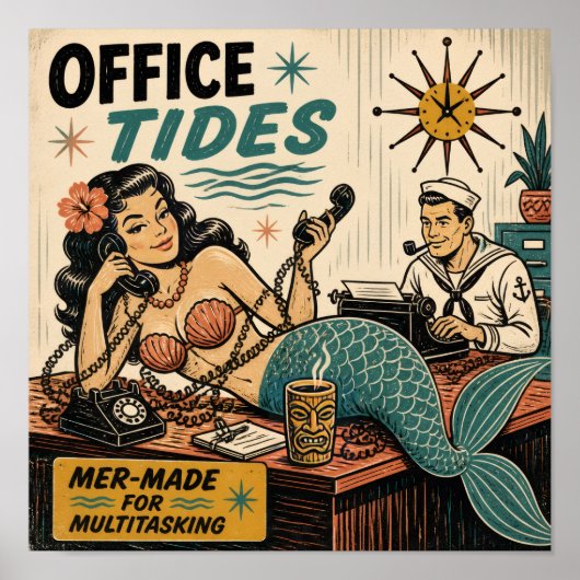 Midden eeuwse sirene op het bureau poster (Voorkant)
