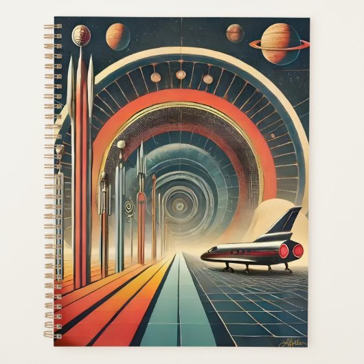 Midden Eeuwse Space Age Kunst Wormhole Poort Planner (Voorkant)