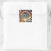 Midden Eeuwse Space Age Kunst Wormhole Poort Vierkante Sticker (Tas)
