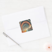 Midden Eeuwse Space Age Kunst Wormhole Poort Vierkante Sticker (Envelop)