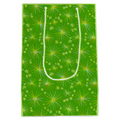 Midden eeuwse Sputnik-patroon, Olijfgroen Medium Cadeauzakje (Achterkant)