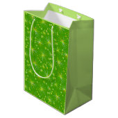 Midden eeuwse Sputnik-patroon, Olijfgroen Medium Cadeauzakje (Achterkant Gekanteld)