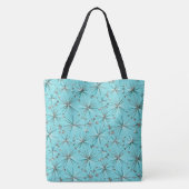 Midden eeuwse Sputnik-patroon, Robins Ei Blauw Tote Bag (Achterkant)