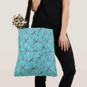 Midden eeuwse Sputnik-patroon, Robins Ei Blauw Tote Bag (Dichtbij)