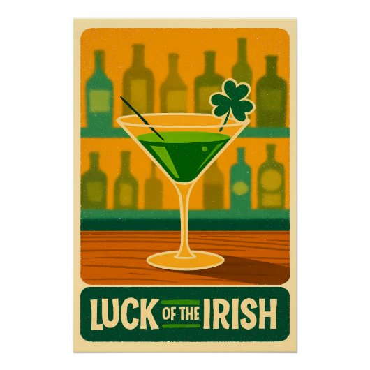 Midden eeuwse St. Patrick's Shamrock Martini Kunst Perfect Poster (Voorkant)