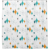 Midden-eeuwse Starburst Pattern White Douchegordijn (Voorkant)