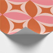 Midden-eeuwse Starbursts op roze Oranje cirkels Cadeaupapier (Hoek)