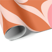 Midden-eeuwse Starbursts op roze Oranje cirkels Cadeaupapier (Rol Hoek)