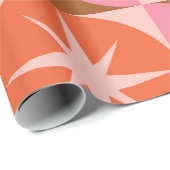 Midden-eeuwse Starbursts op roze Oranje cirkels Cadeaupapier (Rol Hoek)