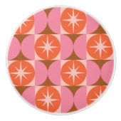 Midden-eeuwse Starbursts op roze Oranje cirkels Keramische Knop (Voorkant)