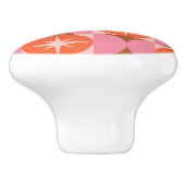 Midden-eeuwse Starbursts op roze Oranje cirkels Keramische Knop (Zijkant)