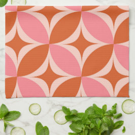 Midden-eeuwse Starbursts op roze Oranje cirkels Theedoek