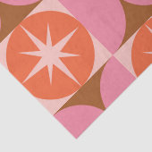 Midden-eeuwse Starbursts op roze Oranje cirkels Tissuepapier (Detail)