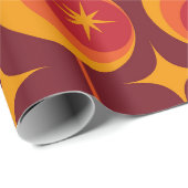 Midden-eeuwse Starbursts Patroon op Retro Cirkels Cadeaupapier (Rol Hoek)