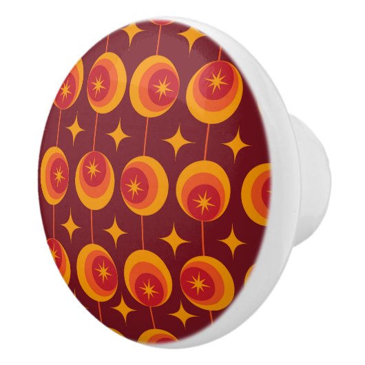 Midden-eeuwse Starbursts Patroon op Retro Cirkels Keramische Knop (Rechts)