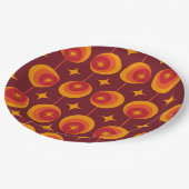 Midden-eeuwse Starbursts Patroon op Retro Cirkels Papieren Bordje (Gekanteld)