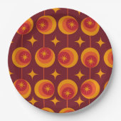 Midden-eeuwse Starbursts Patroon op Retro Cirkels Papieren Bordje (Voorkant)