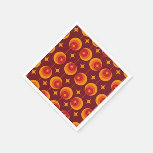 Midden-eeuwse Starbursts Patroon op Retro Cirkels Servet (Hoek)