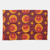 Midden-eeuwse Starbursts Patroon op Retro Cirkels Theedoek (Horizontaal)