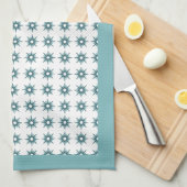 Midden-eeuwse Turquoise Starburst Pattern Kitchen Theedoek (Quarter Fold)
