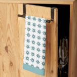 Midden-eeuwse Turquoise Starburst Pattern Kitchen  Theedoek<br><div class="desc">Haal je keuken in de war met een stijlvolle moderne keukenhanddoek uit het midden van de eeuw. Dit ontwerp is voorzien van een turquoise starburst patroon op een scherpe witte achtergrond; omgeven door heldere turquoise.</div>