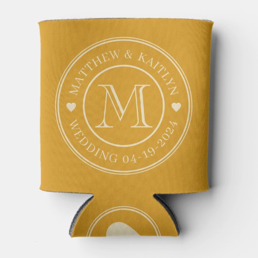 Midden-eeuwse verbrande boterbloem trouw monogram blikjeskoeler (Voorkant)
