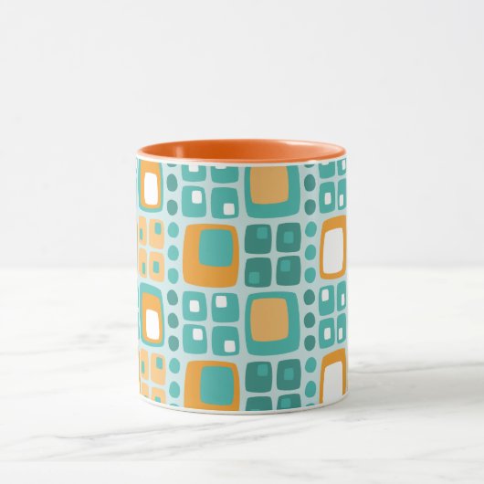 Midden-eeuwse vierkantjes en Stippen Patroon Blauw Mok (Midden)