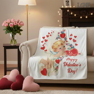 Midden eeuwse vintage Cupido Wees Mijn Liefde Vale Fleece Deken