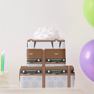 Midden eeuwse vintage radio retro muziek liefhebbe cadeaupapier