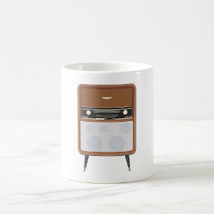 Midden eeuwse vintage radio retro muziek liefhebbe koffiemok