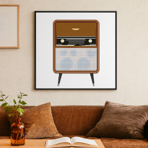Midden eeuwse vintage radio retro muziek liefhebbe poster