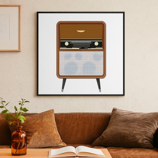 Midden eeuwse vintage radio retro muziek liefhebbe poster