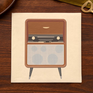 Midden eeuwse vintage radio retro muziek liefhebbe servet