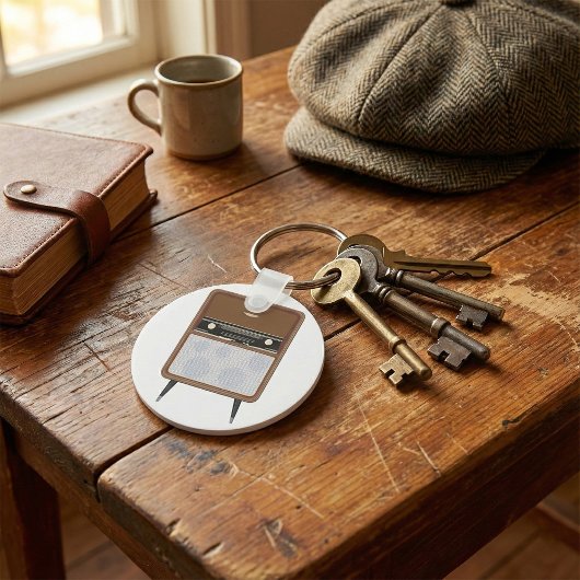 Midden eeuwse vintage radio retro muziek liefhebbe sleutelhanger