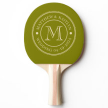 Midden-Eeuwse warme olijfgroene trouwmonogram