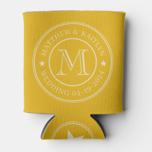 Midden-Eeuwse Warme Zonnebloem Huwelijks Monogram Blikjeskoeler