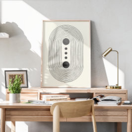 Midden-eeuwse waterverf lijnkunst poster