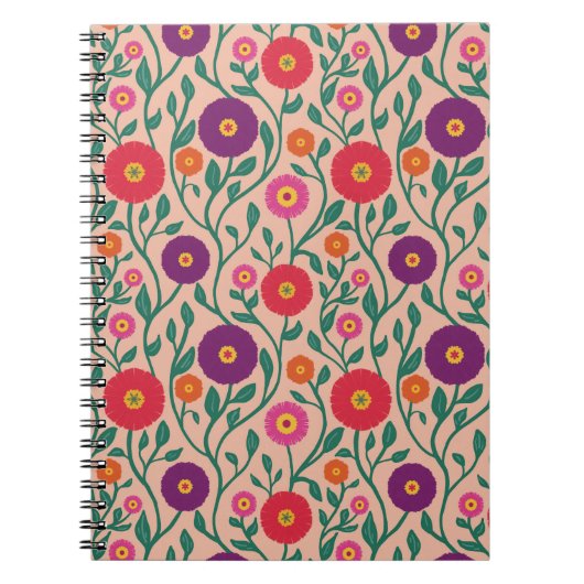 Midden-Eeuwse wijnbloem | Tuinslinger perzik Notitieboek (Voorkant)