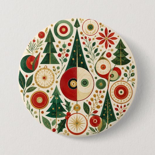 Midden-eeuwse Yuletide Mozaïek Ronde Button 7,6 Cm (Voorkant)