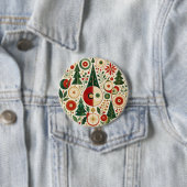 Midden-eeuwse Yuletide Mozaïek Ronde Button 7,6 Cm (In situ)