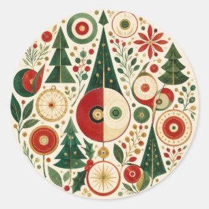 Midden-eeuwse Yuletide Mozaïek Ronde Sticker