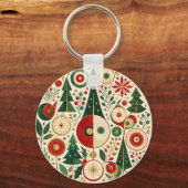 Midden-eeuwse Yuletide Mozaïek Sleutelhanger (Achterkant)