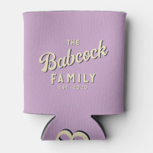 Midden-Eeuwse Zomer Lilac Retro Familienaam & Jaar Blikjeskoeler