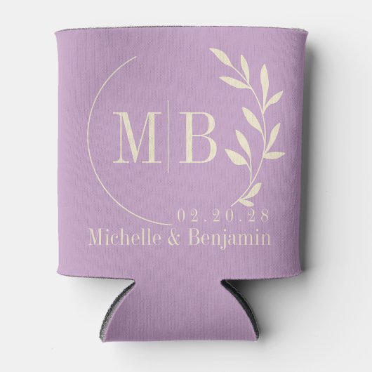 Midden-Eeuwse Zomer Seringeblad Bruiloftsmonogram Blikjeskoeler (Voorkant)