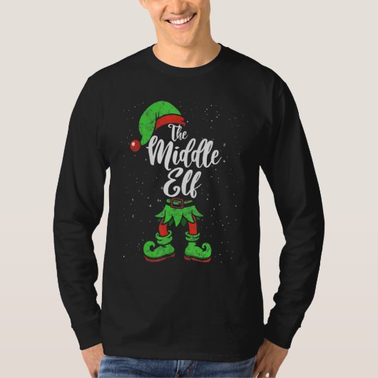 Midden-Elf Matching Family Kerstmis Pajama Costum T-shirt (Voorkant)