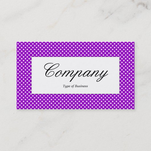 Midden Etiket - Paarse Nettextuur over Wit Visitekaartje (Voorkant)