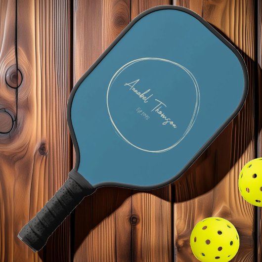 Midden-euw Modern Diep Aqua | Scriptnaam Pickleball Paddle