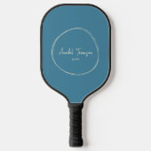 Midden-euw Modern Diep Aqua | Scriptnaam Pickleball Paddle (Voorkant)