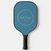 Midden-euw Modern Diep Aqua | Scriptnaam Pickleball Paddle (Achterkant)